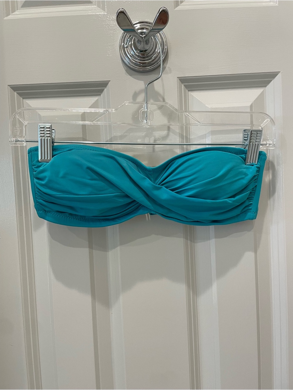 Garnet Hill Teal Twist-Front Bandeau Swim Top